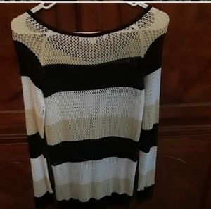 Boston Proper shirt see thru knit sweater shirt